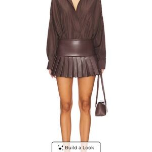 Brown Pleated Leather Mini Skirt BRAND NEW TAGS ATTACHED